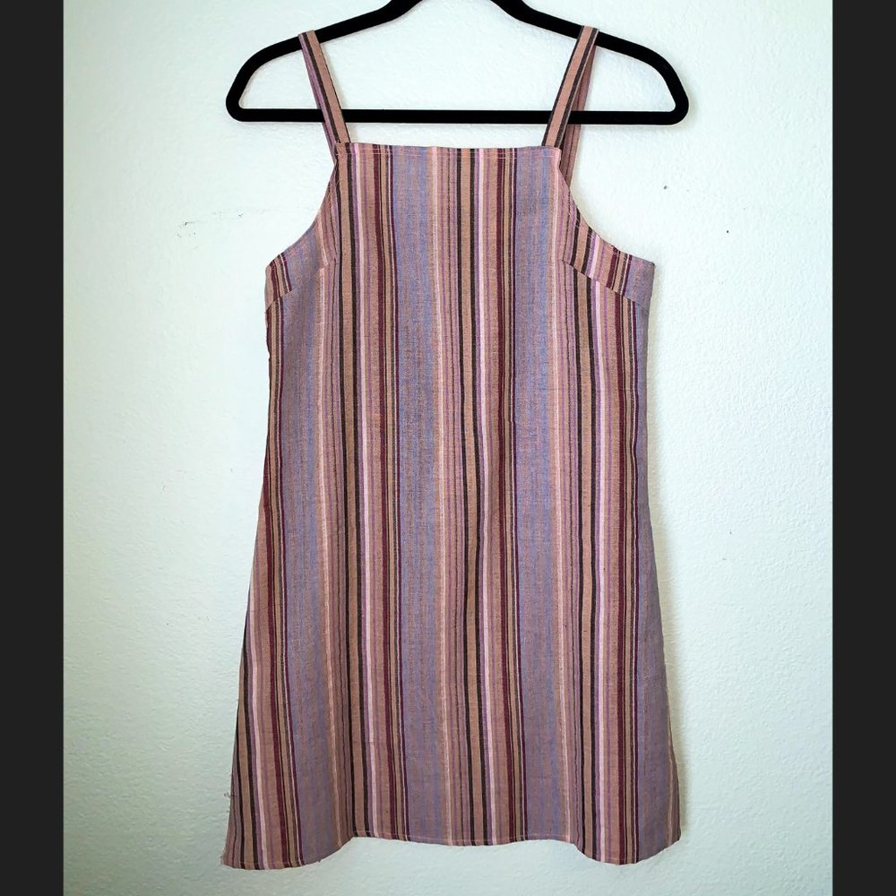 Summer Lavender Multi-Striped Linen Dress